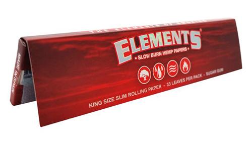  1 box - Elements RED King Size Slim Slow Burn rolling