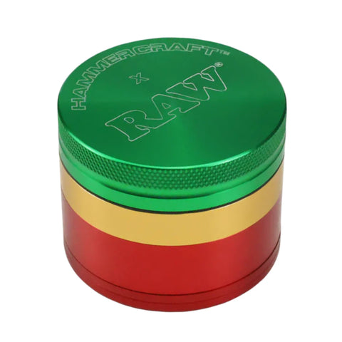 Hammercraft x Raw 4 Piece Aluminium Grinder - Rasta